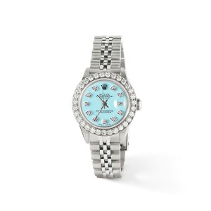 Rolex Datejust Steel 26mm Jubilee Watch Aqua Blue 1.3CT Diamond Bezel & Dial