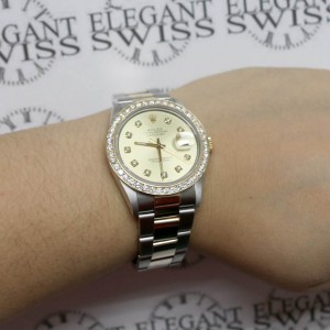Rolex Datejust 2-Tone 18K Gold/SS 36mm Automatic Oyster Watch w/Champagne Diamond Dial & Bezel