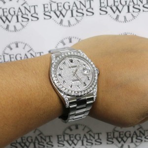 Rolex Datejust II 41mm Steel Watch 116300 w/5.57ct Pave Diamond Dial, Bezel, Lugs, Box & Papers