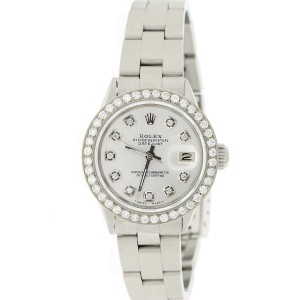 Rolex Datejust Ladies Automatic Stainless Steel 26mm Oyster Watch with Silver Diamond Dial & Bezel