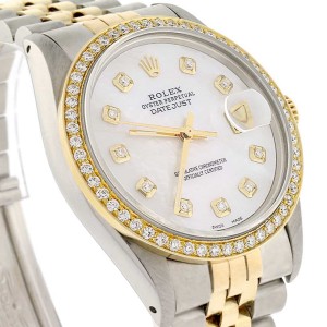 Rolex Datejust 2-Tone 18K Yellow Gold & Stainless Steel Diamond Bezel/Dial 36MM Automatic Jubilee Mens Watch
