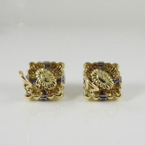 Lagos  18k Yellow Gold  Sapphire; Onyx Earrings
