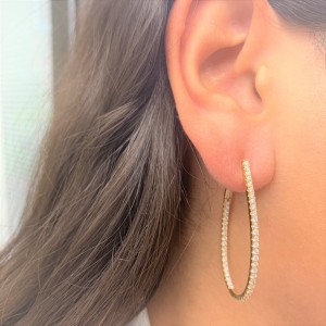 Inside Out Diamond Hoop Earrings in 14KT Rose Gold 1.60 ctw