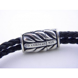 David Yurman Sterling Silver & Leather with Black Onyx Cross Station Bracelet