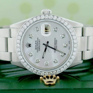 Rolex Datejust 36MM Automatic Stainless Steel Oyster Watch w/MOP Diamond Dial & Bezel