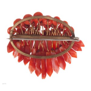 Victorian Red Coral Picks and Berry Brooch