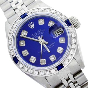 Rolex Datejust Oyster Perpetual Stainless Steel/18K Gold Blue Diamond/sapphire Womens Watch