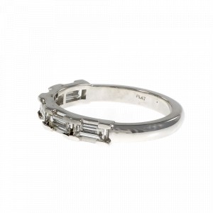 Platinum Step Cut Baguette Diamond Wedding Band Ring Size 6.5