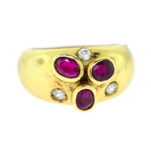 Monet Yellow Gold Ruby, Diamond Womens Ring Size 6.5 