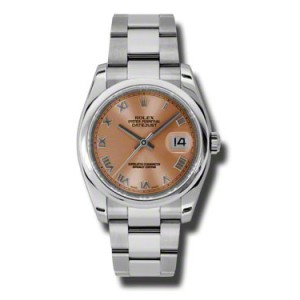 Rolex Datejust Steel Pink Roman Dial 36mm Watch