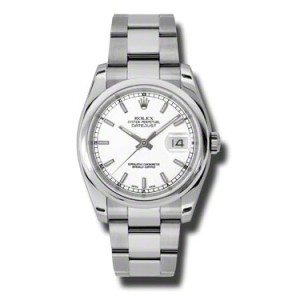 Rolex Datejust Steel White Stick Dial 36mm Watch