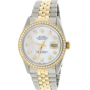 Rolex Datejust 2-Tone 18K Yellow Gold & Stainless Steel Diamond Bezel/Dial 36MM Automatic Jubilee Mens Watch