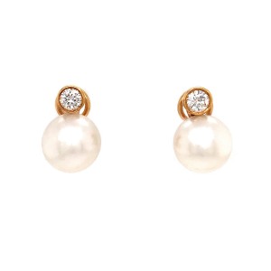 14k Yellow Gold South Sea Pearl and Diamond Earrings