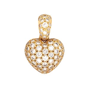 18k Yellow Gold Diamond Pave Heart Pendant