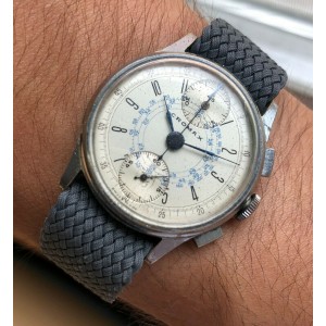 Vintage Cromax Chronograph Manual Wind Bregeut Numerals Silver Dial Watch