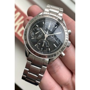 Omega Speedmaster Quickset Date Automatic Chronograph Black Dial Steel Watch