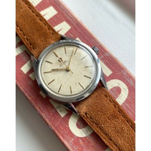 Vintage Omega Automatic Cream Patina Dial Steel Case Watch