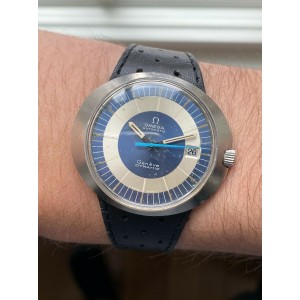 Vintage Omega Dynamic Automatic Blue Dial Quickset Date UFO Steel Case Watch