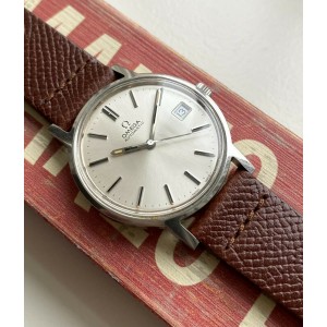 Vintage Omega Automatic Sunburst Silver Dial Quickset Date Steel Case Watch