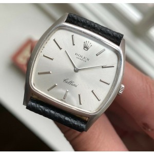 Vintage Rolex Cellini Ref 3805 Manual Wind 18K White Gold Silver Dial Watch