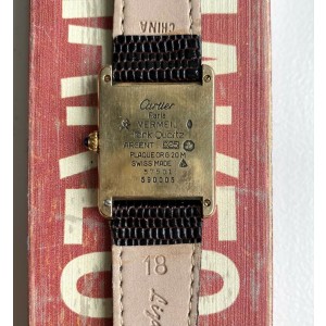 Vintage Cartier Tank Lemon Roman Numeral Dial Quartz 18K Electroplate Case Watch