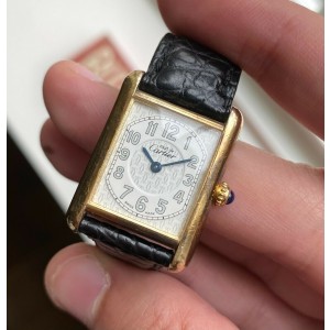 Vintage Cartier Tank Ref 2415 White Arabic Numerals 18K Gold Electroplated Watch