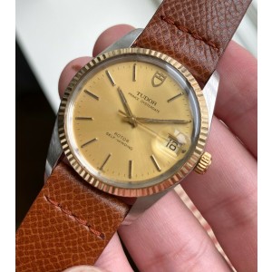 Vintage Tudor Prince Oysterdate Automatic Champagne Dial Quickset Two Tone Watch