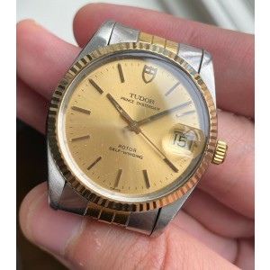 Tudor Prince Oysterdate Automatic 75203 Champagne Dial Quickset Two Tone Watch
