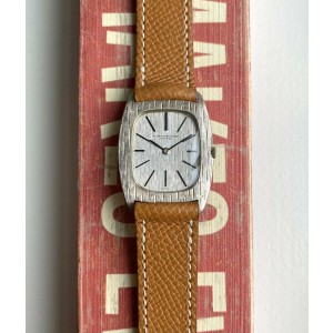 Vintage Audemars Piguet 50s 18K White Gold Manual Wind Tank Rare Textured Watch