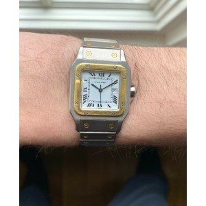 Cartier Santos 80s Automatic  Two Tone White Roman Numeral Dial 29mm