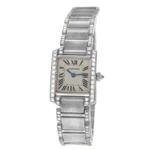Cartier Tank Francaise 18K White Gold Diamonds Ladies Quartz Watch