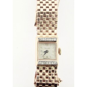 M&W Ullmann Retro 1940-50's 14K Rose Gold Diamond Watch