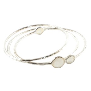 Ippolita Sterling Silver with Mother Of Pearl and Diamond Bangle Bracelet
