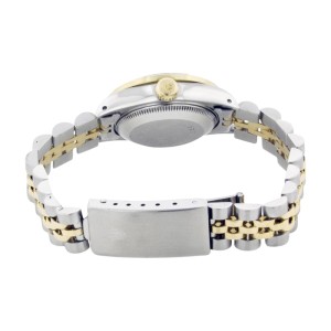Rolex Datejust 69173 Stainless Steel & 18K Yellow Gold Blue MOP Diamond/ Sapphire Dial & Bezel Womens Watch