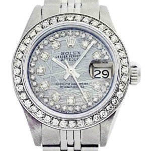 Rolex Datejust Oyster Perpetual Stainless Steel/18K White Gold Meteorite Diamond Womens Watch