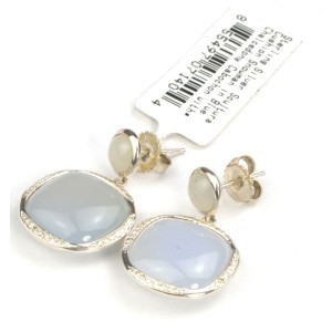 Ippolita 925 Sterling Silver with Chalcedony and 0.33ctw Diamond Post Earrings