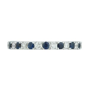 18K White Gold 0.42cts Genuine Diamond Sapphire Pave Ladies Ring Size 6.5