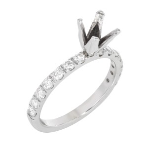 Rachel Koen 14K White Gold Diamond Accented Engagement Ring Casting 0.75 Cttw
