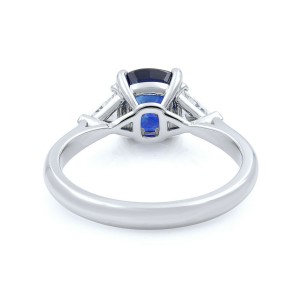 Rachel Koen 18K White Gold Blue Sapphire Diamonds Engagement Ring Size 7.25