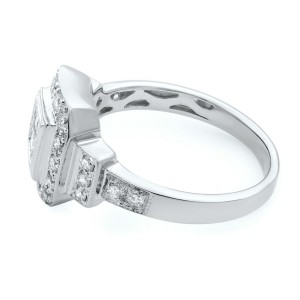 Rachel Koen 14K White Gold Princess Cut Center Halo Engagement Ring 1.0ct SZ 8