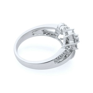 Rachel Koen 18K White Gold Diamond Cocktail Ring 0.75cts Size 7