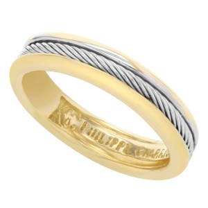 Philippe Charriol 18K Yellow Gold Stainless Steel Wedding Band Ladies Ring