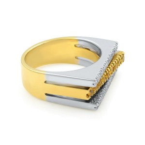 Salvini 18K Yellow White Gold Diamonds Yellow Sapphire Cocktail Ring size 7