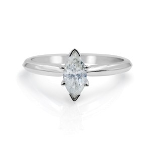Marquise Cut Diamond Engagement Ladies Ring 14K White Gold 0.46 Cttw Size 5.75