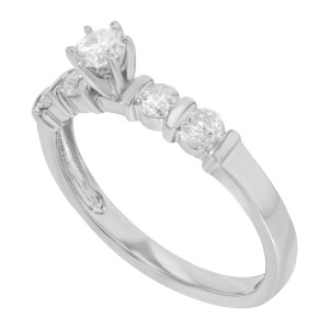 14K White Gold Diamond Accented Ladies Engagement Ring 0.66 Cttw Size 7