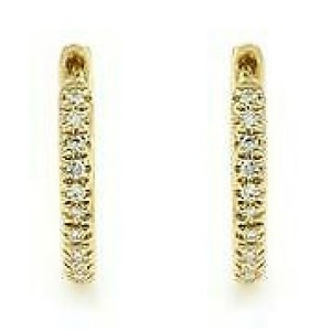 Rachel Koen 14K Yellow Gold Pave Diamond Huggie Earrings 0.07cttw
