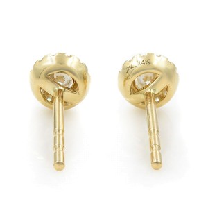 14K Yellow Gold Diamond Halo Stud Earrings 0.24cttw