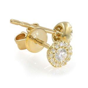 14K Yellow Gold Diamond Halo Stud Earrings 0.24cttw
