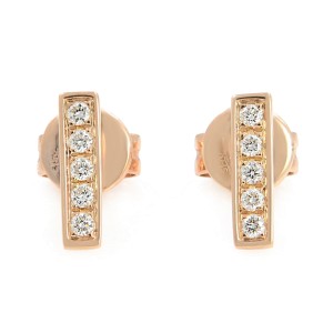 Rachel Koen 14K Rose Gold Prong Diamond Bar Stud Earrings 0.08cttw