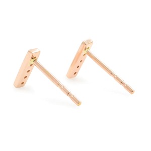 Rachel Koen 14K Rose Gold Prong Diamond Bar Stud Earrings 0.08cttw